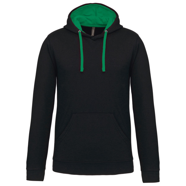 Hooded sweater met gecontrasteerde capuchon Black / Light Kelly Green 4XL