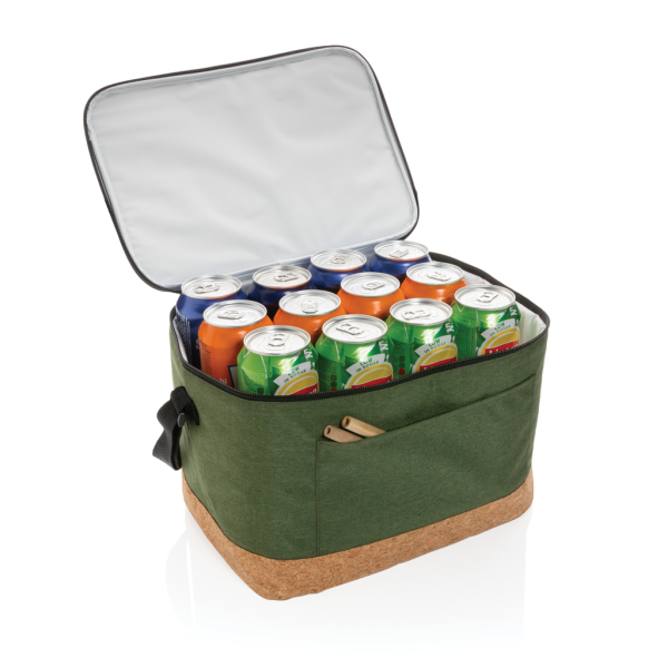 Impact AWARE™ XL RPET two tone cooler bag with cork detail, green