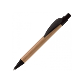 Bamboo pen with plastic leafclip - Black