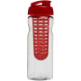 H2O Active® Base 650 ml sportfles en infuser met flipcapdeksel - Transparant/Rood