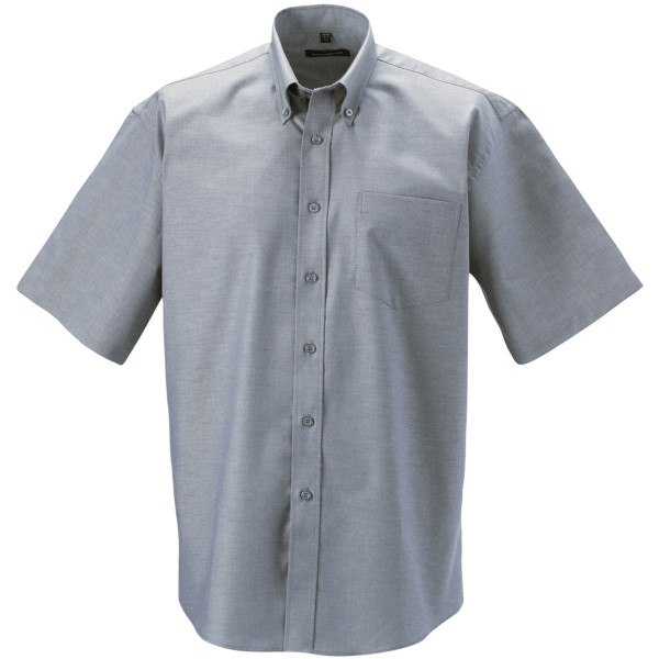Men's Short Sleeve Easy Care Oxford Shirt Silver L