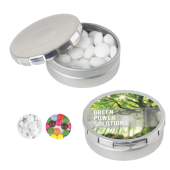 Rond click clack blik 45 mm met 12 gr. mintjes DIGITAAL tot full colour Rond click clack blik 45 mm met 12 gr. mintjes DIGITAAL tot full colour