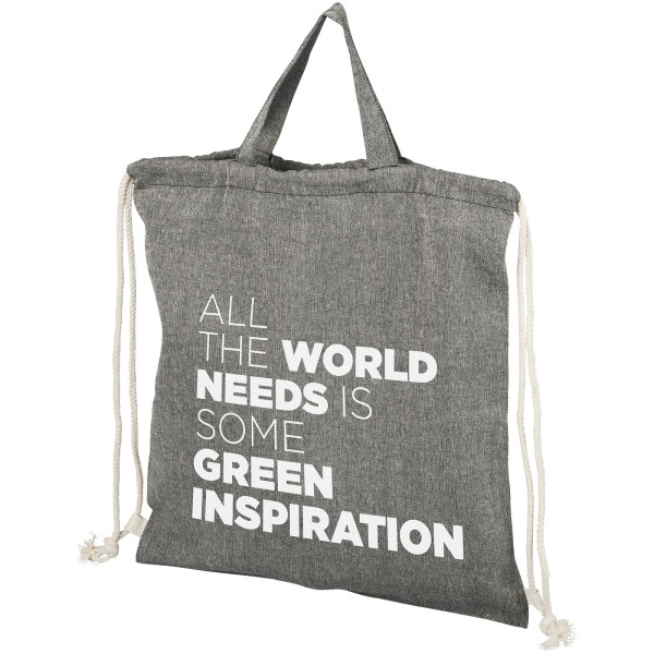 Be Inspired 150 g/m² recycled cotton drawstring backpack