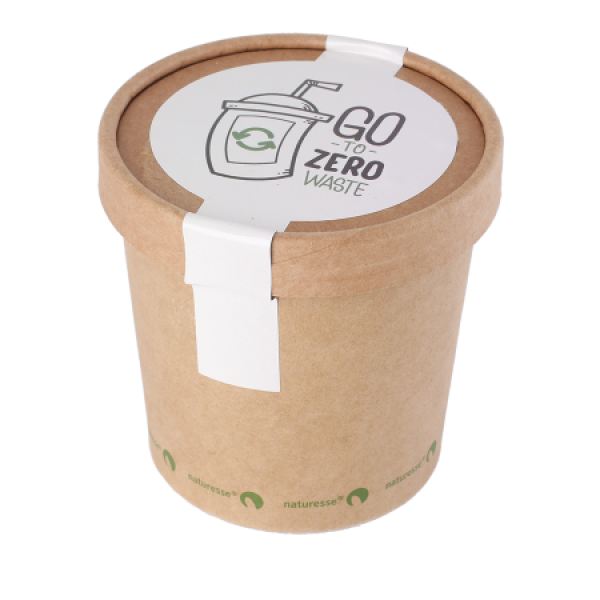 Snoeppot kraft karton met deksel 360 ml, gevuld met ca. 260 gr. DutchDex hartjes met natuurlijke smaak- en kleurstoffen