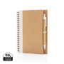 Kraft spiral notebook with pen, white