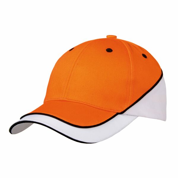 Luxury Cotton / Microfiber Sports Cap Orange/Weiß