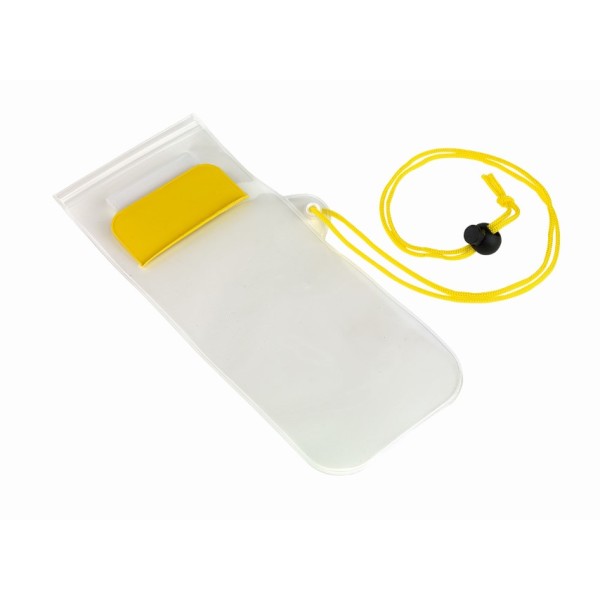 Transparant spatwaterdicht telefoontasje SMART SPLASH geel