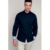 Heren poplin overhemd lange mouwen White L