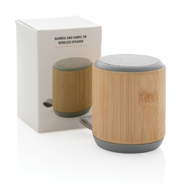 Bamboe en fabric 3W draadloze speaker, bruin