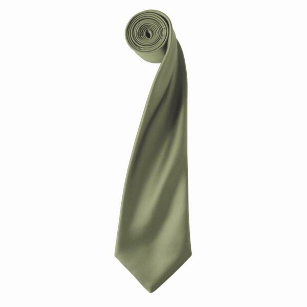'Colours' Satin Tie, Olive Green, ONE, Premier