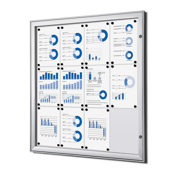 Vergrendelbaar Notitiebord Indoor Zilver