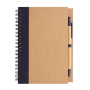 Kraft spiral notebook with pen, blue