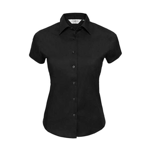 Fitted Short Sleeve Blouse - Black