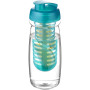 H2O Active® Pulse 600 ml flip lid sport bottle & infuser - Transparent/Aqua blue