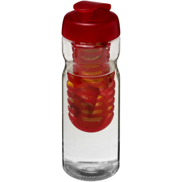 H2O Active® Base 650 ml flip lid sport bottle & infuser - Transparent/Red