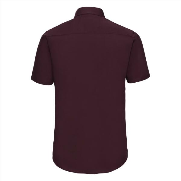 RUS Men Shortsleeve Fitted Stretch Shirt, Port, M