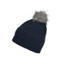 MB7120 Fine Crocheted Beanie - navy/silver - one size