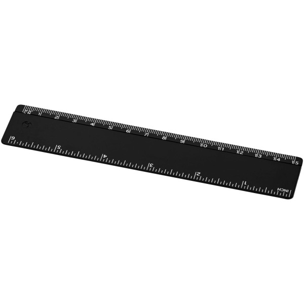 Refari 15 cm recycled plastic ruler - Solid black