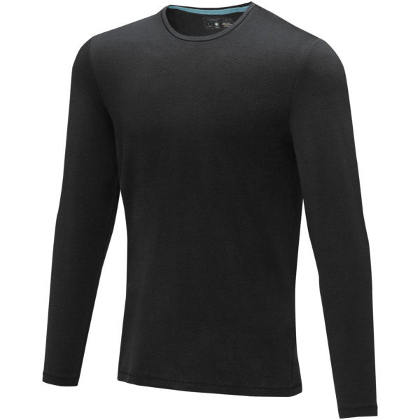 Ponoka long sleeve men's GOTS organic t-shirt - Solid black - XXL