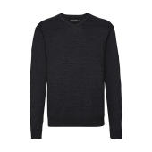 Men's V-Neck Knitted Pullover - Charcoal Marl - 4XL