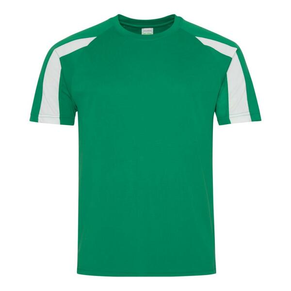 AWDis Cool Contrast Wicking T-Shirt, Kelly Green/Arctic White, L, Just Cool