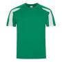 AWDis Cool Contrast Wicking T-Shirt, Kelly Green/Arctic White, L, Just Cool