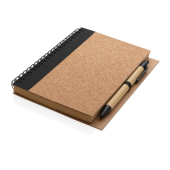 Kurk spiraal notitieboek met pen, zwart