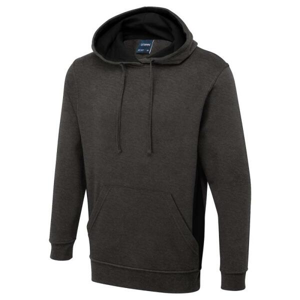 Two Tone Hooded Sweatshirt - M - Charcoal/Black