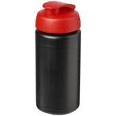 Baseline® Plus grip 500 ml sportflaska med uppfällbart lock - Svart/Röd