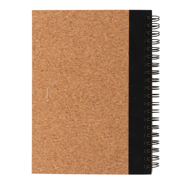 Kurk spiraal notitieboek met pen, zwart