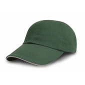 Brushed Cotton Decorator Cap with Sandwich Peak - Forest/Putty - One Size