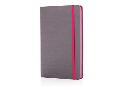 A5 Deluxe stoffen notitieboek met gekleurde zijde, roze A5 Deluxe stoffen notitieboek met gekleurde zijde, roze