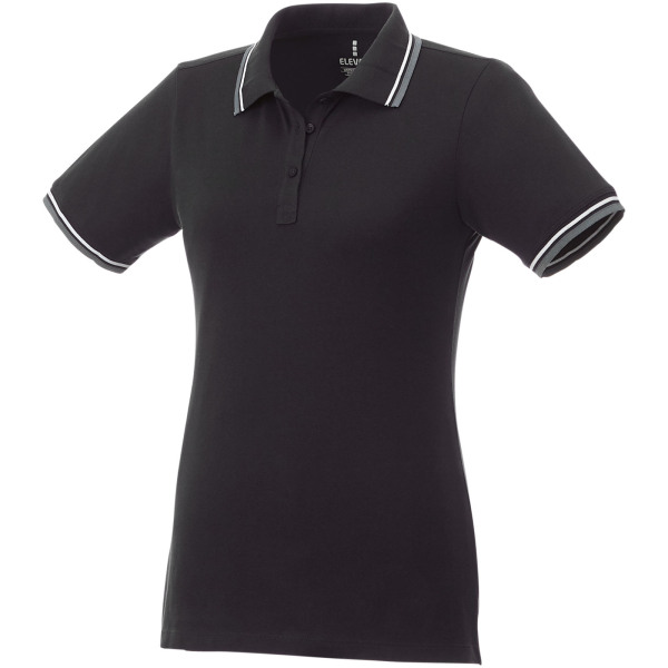 Fairfield short sleeve women's polo with tipping - Solid black/Grey melange/White - XS