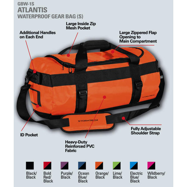 Atlantis Waterproof Gear Bag (Small) - Bold Red/Black