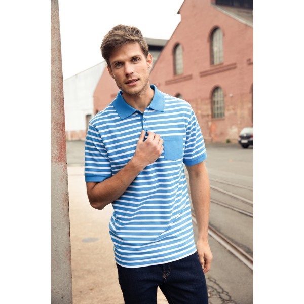 Men's  Polo Striped - atlantic/white - S