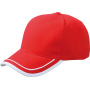 6 Panel Piping Cap rood/wit