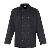 Unisex Long Sleeve Stud Front Chef's Jacket, Black, 3XL, Premier