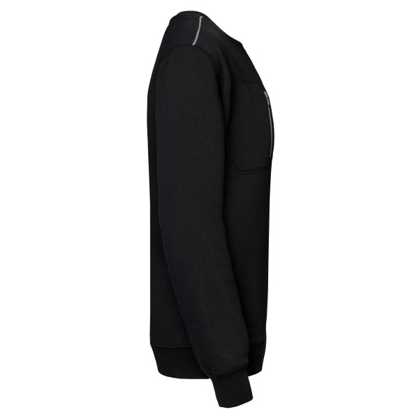DayToDay unisex sweater met zip contrasterende zak Black / Silver XXL