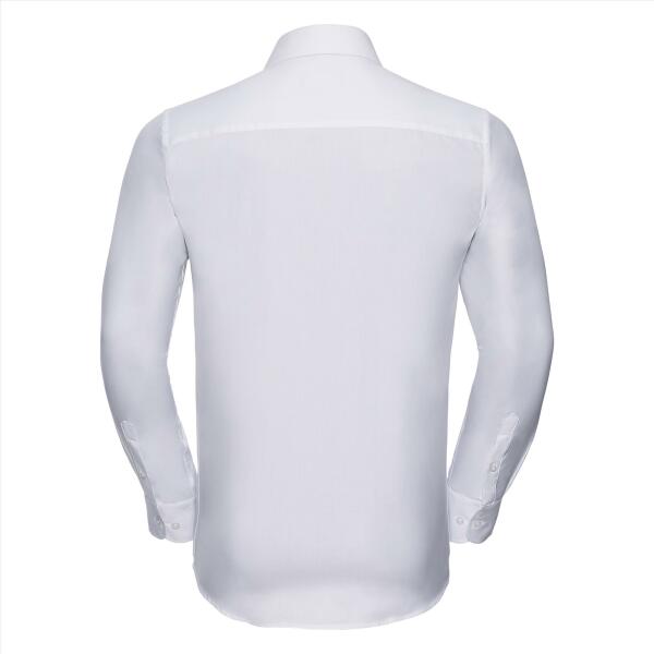 RUS Men LSL Tailored Herringbone Shirt, White, S