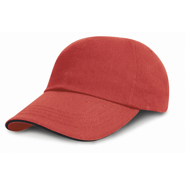 Brushed Cotton Sandwich Cap - Red/Black - One Size