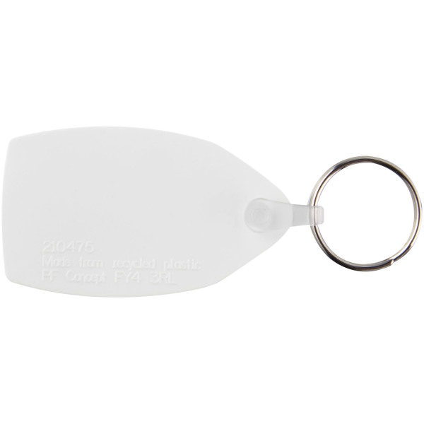 Tait rectangular-shaped recycled keychain - White