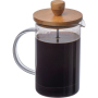 Glass coffee or tea maker with a bamboo lid