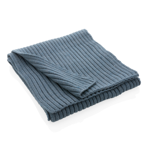 Impact AWARE™ Polylana® knitted scarf 180 x 25cm, blue
