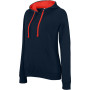 Damessweater met capuchon in contrasterende kleur Navy / Red L