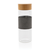 Impact dubbelwandige borosilicaat glazen drinkfles, transparant, grijs