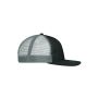 MB6240 6 Panel Flat Peak Cap - black/black/dark-grey - one size