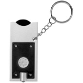 Allegro LED sleutelhanger met munthouder en lampje - Zwart/Zilver
