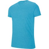Heren-t-shirt V-hals polykatoen Tropical Blue Heather M