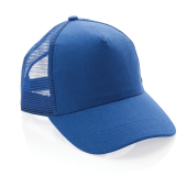 Impact AWARE ™ 5 panel recycled katoenen truckercap, blauw