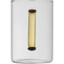 Glass mug with coloured handle